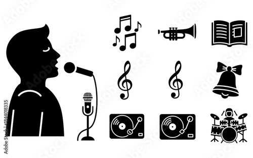 Christmas Music Performance Vector Icons Set