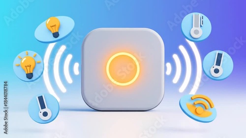 Smart Home Hub with Glowing Light and Connected Devices.