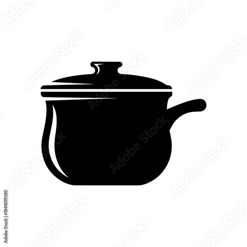 Black silhouette of a cooking pot with a lid and handle.