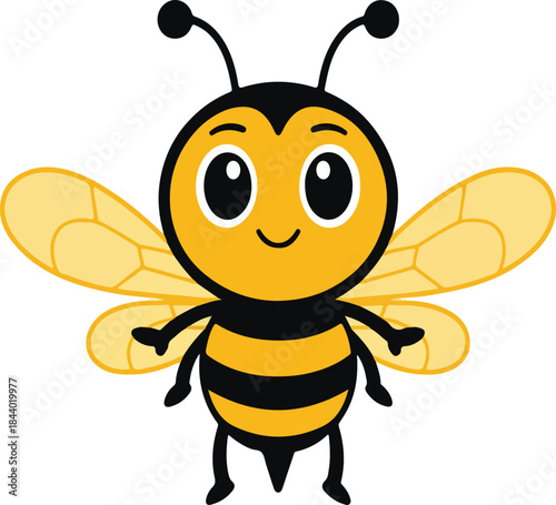Cute Cartoon Honey Bee Illustration with a Friendly Smile