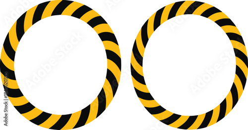 Rotating Ring Icons – Black & Yellow Circular Motion Symbols