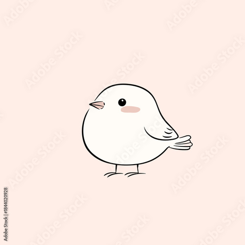 Cute little bird with rosy cheeks on a soft pink background.