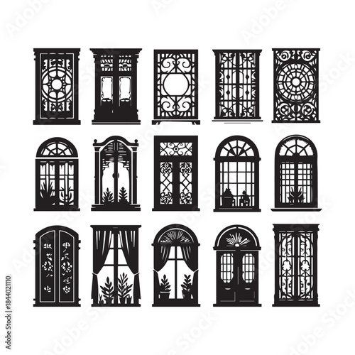 Classic European Window Silhouettes – Decorative Vintage Frame Bundle