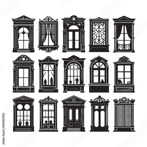 Classic European Window Silhouettes – Decorative Vintage Frame Bundle