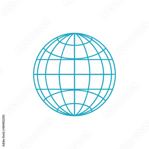 Blue wireframe globe icon representing the planet Earth.