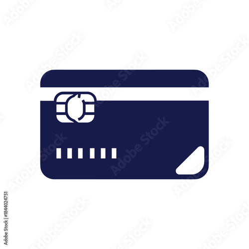 Dark Blue Credit Card with Chip and Magnetic Stripe.
