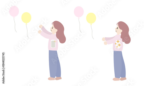 手放して空っぽになる女性と、手放して満ち足りる女性のイラスト