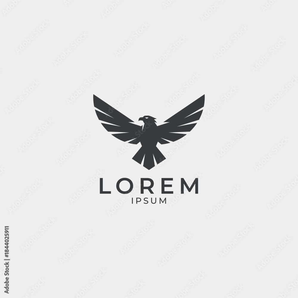 Fototapeta premium Dynamic flying eagle logo representing freedom, power, and leadership. Perfect for sports teams, outdoor brands, technology companies, and creative branding projects.
