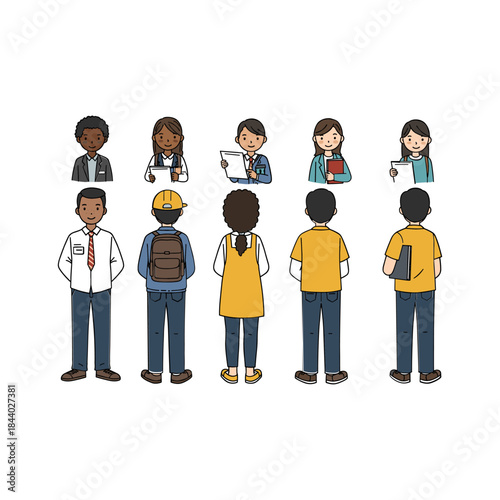 Diverse group of people representing various professions and roles.