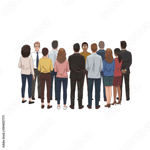 Diverse Group of People Standing Together from Behind 2.