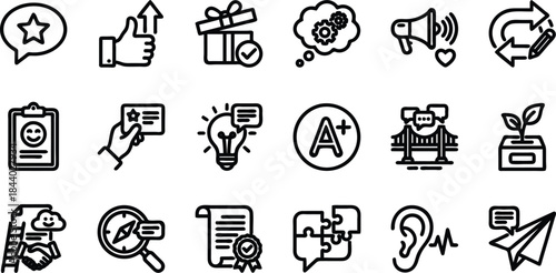 Minimalist Line Icons Set for Business Communication and Concept Illustrations
