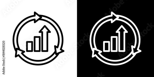 Continuous Improvement Icon Of Line Black And White Style 