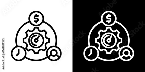 Resource Optimization Icon Of Line Black And White Style 