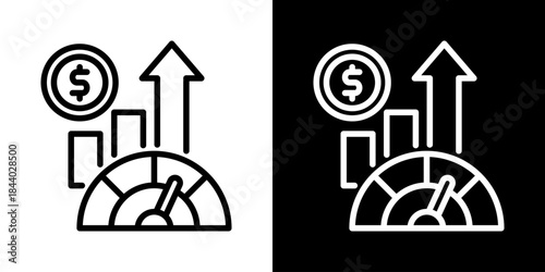 Sales Performance Icon Of Line Black And White Style 