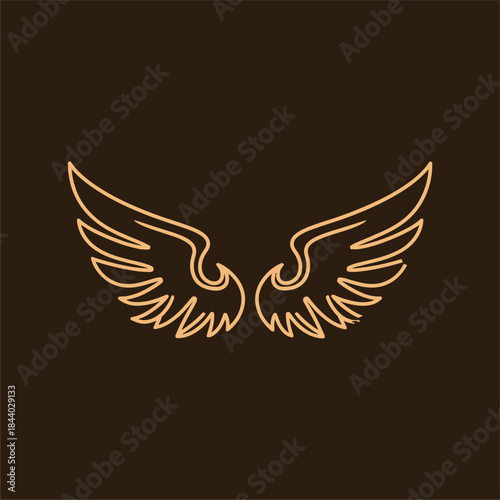 Artistic Wings Illustration, Graphic Design, Digital Art, Minimalist Style, Dark Background, Front View, Conceptual Beauty