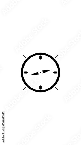 Black and White Compass Icon on White Background navigation direction