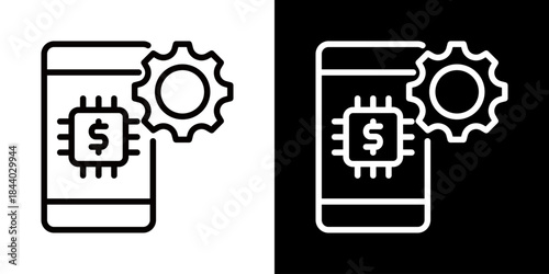 Fintech Icon Of Line Black And White Style 