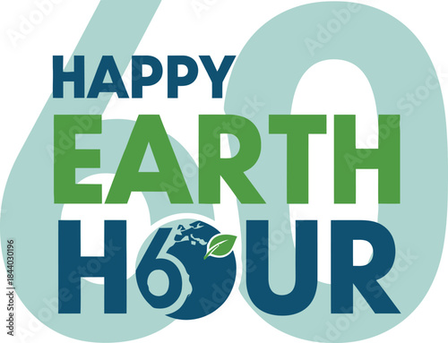 Earth hour 2026 eco typography design vector 