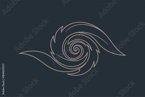 Swirling Leaf Pattern, Abstract Design, Digital Art, Dark Background, Modern Aesthetic, Close-Up, Nature Concept