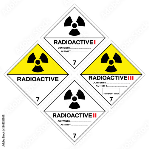 Radioactive Class 7 Set Symbol Sign, Vector Illustration, Isolate On White Background, Label.EPS10