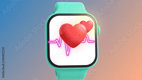 Smartwatch displays heart rate monitoring with cardiogram and BPM.
