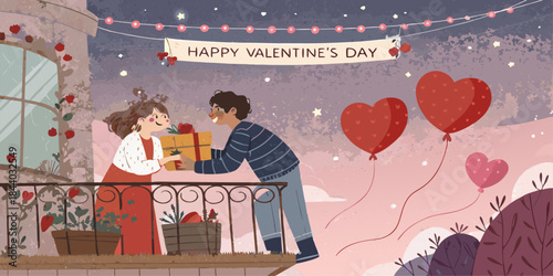 Romantic Valentine Story Illustration: Warm, Aesthetic, and Full of Meaning. Ready for use in both digital and print assets!