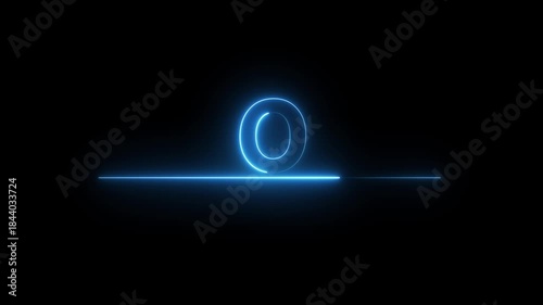 Glowing neon alphabet text animation. Neon alphabet letter O animation on black background.
