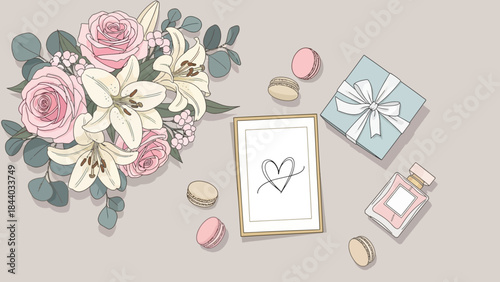 Elegant Floral Arrangement with Gift and Love Note.