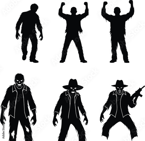 WebMassive Vector Pack Wild West Cowboys, Horse Riders, Native American Chiefs, and Horror Zombie Silhouettes Collection