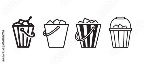 Wine Chiller Bucket Icons Multi Series Vector

