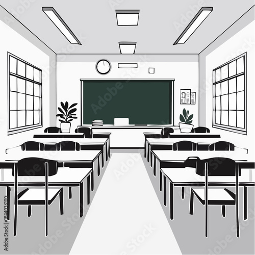 modern classroom black and white color