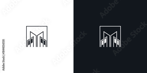 Simple building logo design with modern concept premium vector