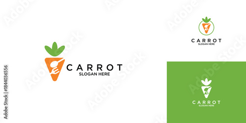 Simple carrot logo design with unique concept premium vector