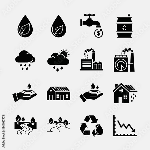 Canvastavla Sustainable living icons showcase eco-friendly practices like water conservation