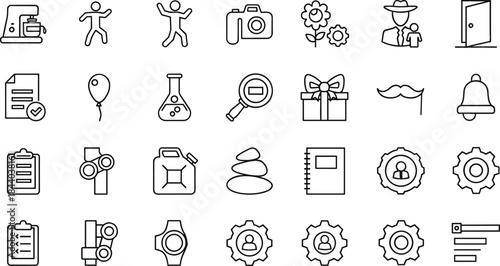 Black and White Global Landmark Icon Set Featuring Famous Architecture, Historic Buildings, Cultural Monuments, Travel Destinations, and Heritage Symbols for Design Projects