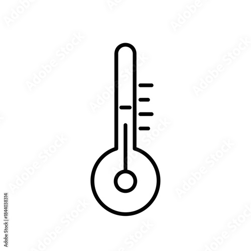 Simple line art thermometer icon measures temperature, indicating cold or heat, perfect for health and weather concepts