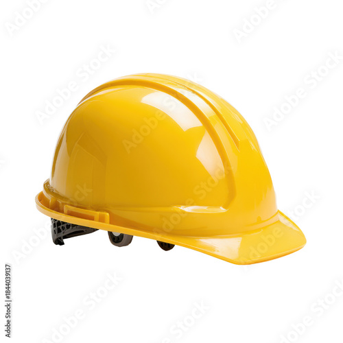 Bright yellow protective headwear for safety helmet construction, Isolated On White, Png Transparent, Cut Out
