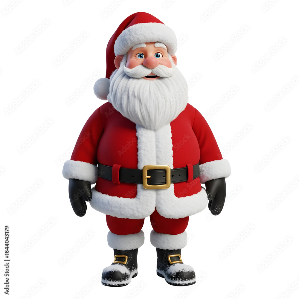 Fototapeta premium Joyful Santa Claus in Festive Red Suit Spreading Holiday Cheer, a Classic Christmas Icon for Seasonal Celebrations and Festive Greetings