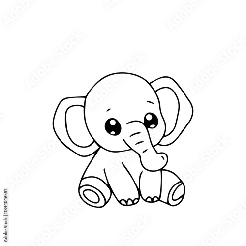 kawaii baby elephant cartoon. coloring book elephant. banner blank