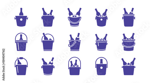 Multi Series Vector Wine Cooler Bucket Icons

