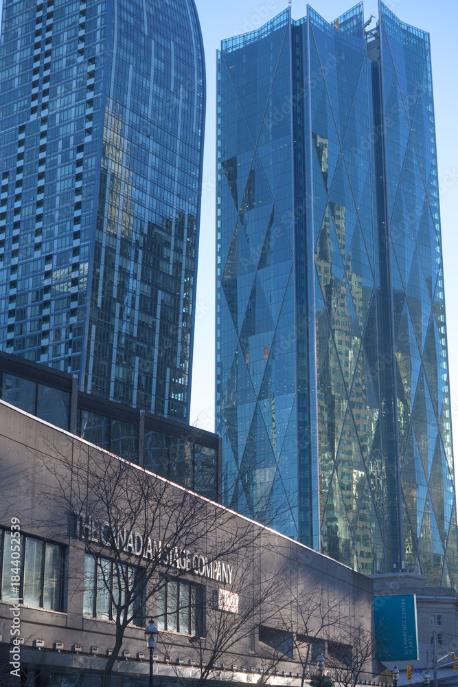Fototapeta premium facade detail of The Canadian Stage Company at Bluma Appel Theatre (inside the St. Lawrence Centre for the Arts on Front St E, Toronto