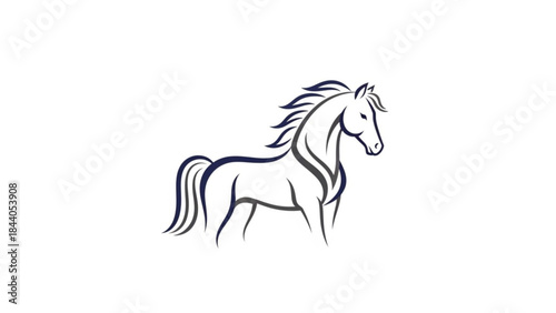 Elegant horse silhouette minimalist line art illustration for equestrian branding and logos isolated on white background