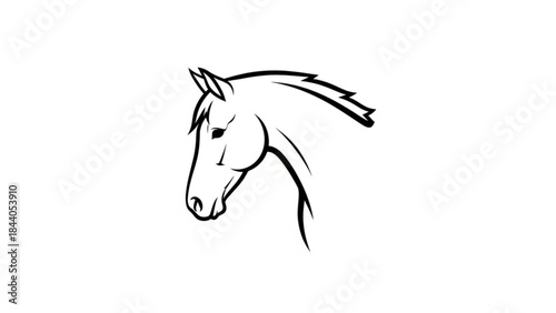 Minimalist horse head outline a simple vector illustration for equestrian logos and branding isolated on a white background