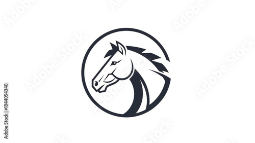 Stylized horse head logo minimalist vector illustration for equestrian brands and sports teams isolated on white background