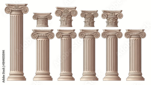 A collection of ancient stone pillars with intricate designs and carvings