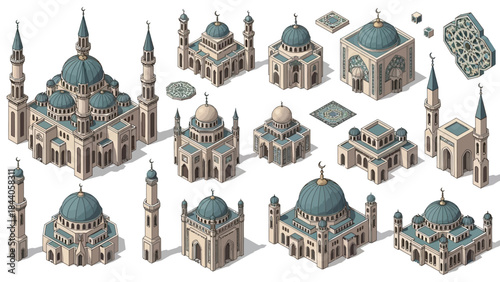 Islamic architecture inspiration with various mosque designs