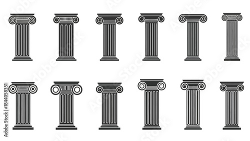 Set of classic ancient Greek and Roman column designs