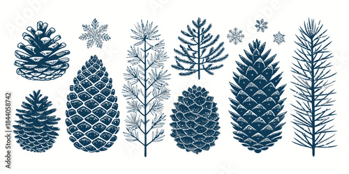 Bundled pack of Christmas pinecone silhouettes with clean shapes, natural details, and a classic festive style.