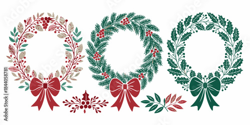 Bundled pack of Christmas wreath silhouettes with clean outlines, festive shapes, and a classic holiday style.