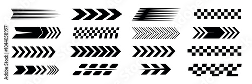 Racing Car Stripes Vector with Checkered Patterns and Speed Lines